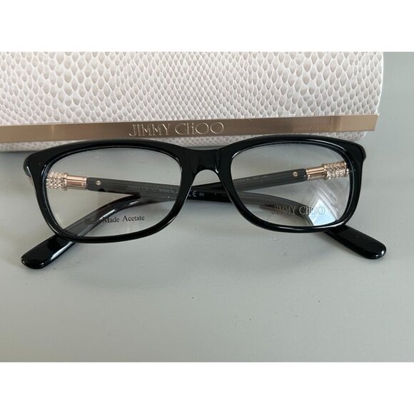 NWB Jimmy Choo Women\'s Black Gold Crystals Acetate Designer Cat Eye Glasses‎ main image 5